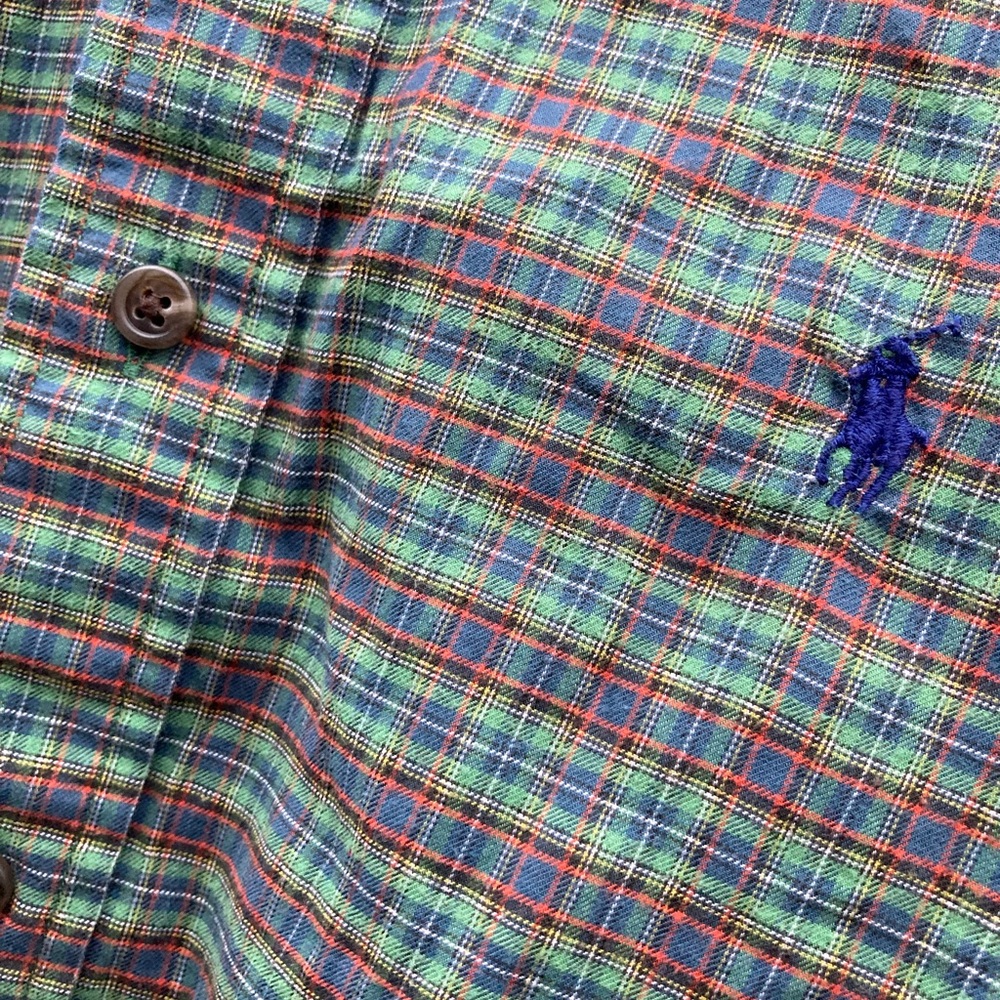 Ralph Lauren Custom Fit Green Plain Button Down Shirt
